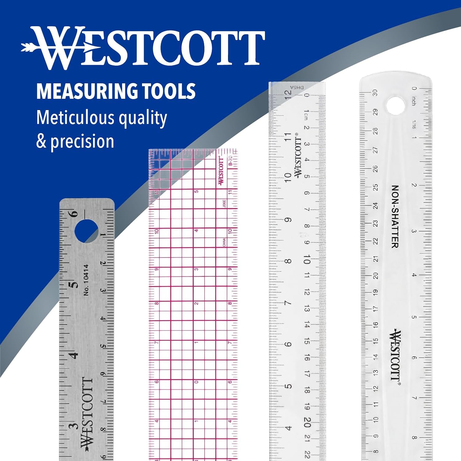 Westcott Shatterproof Ruler, Design with Easy-to-Read Markings, Back-to-Classroom, 12-Inch - Image 5