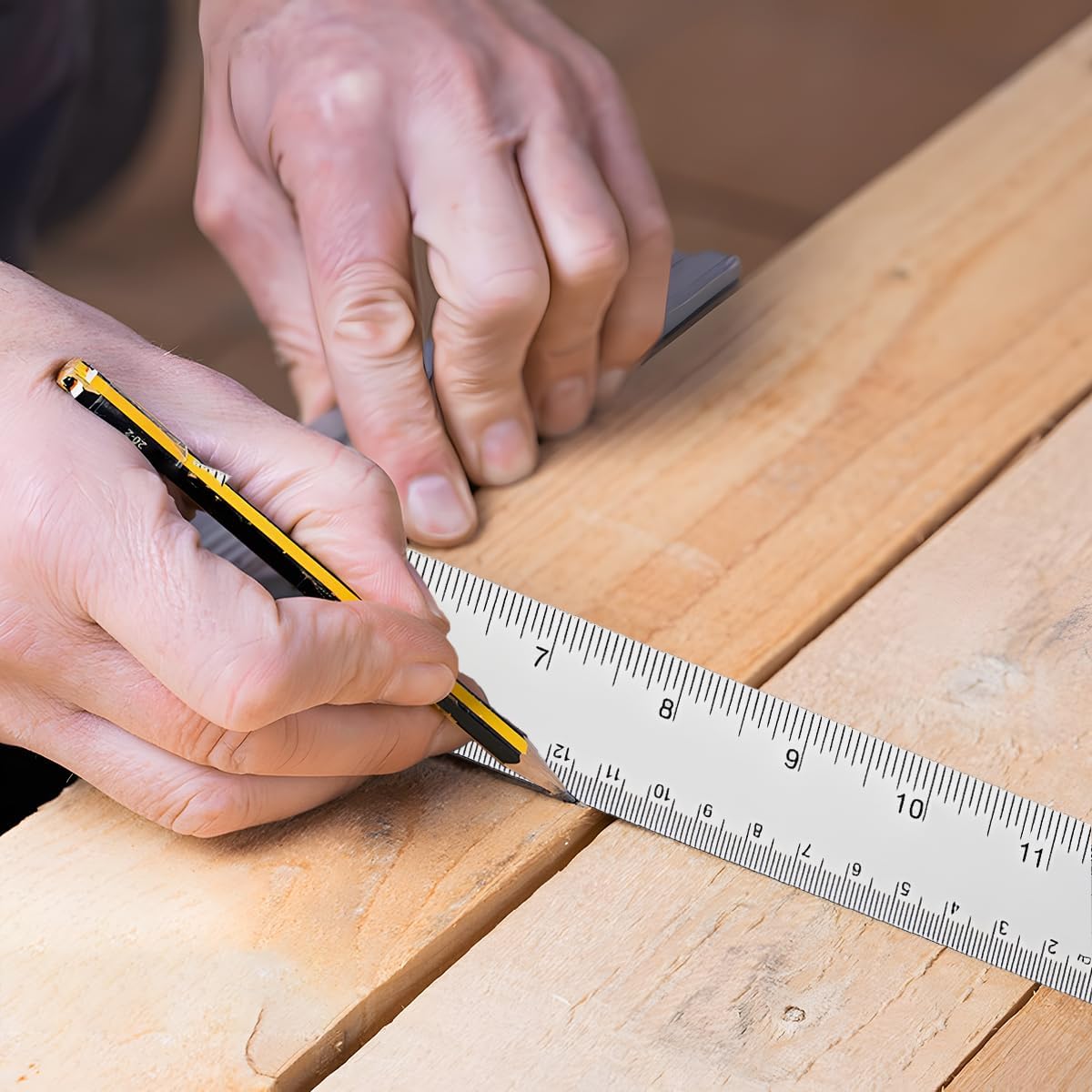 4PCS 12" Metal Ruler, Imperial & Metric, Stainless Steel with Cork Backing - Image 5