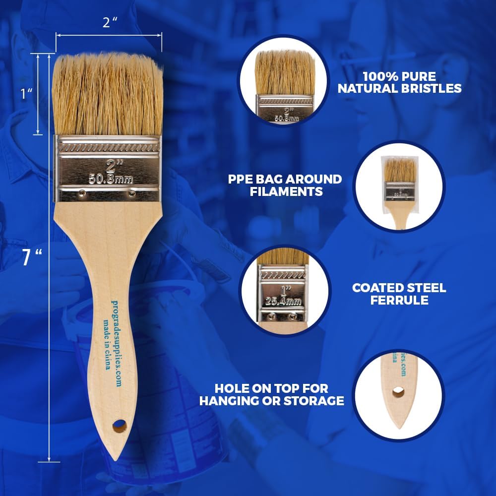 Pro Grade 2" Chip Brushes, Disposable Paint Brushes, for Paint, 96 Pack - Image 6