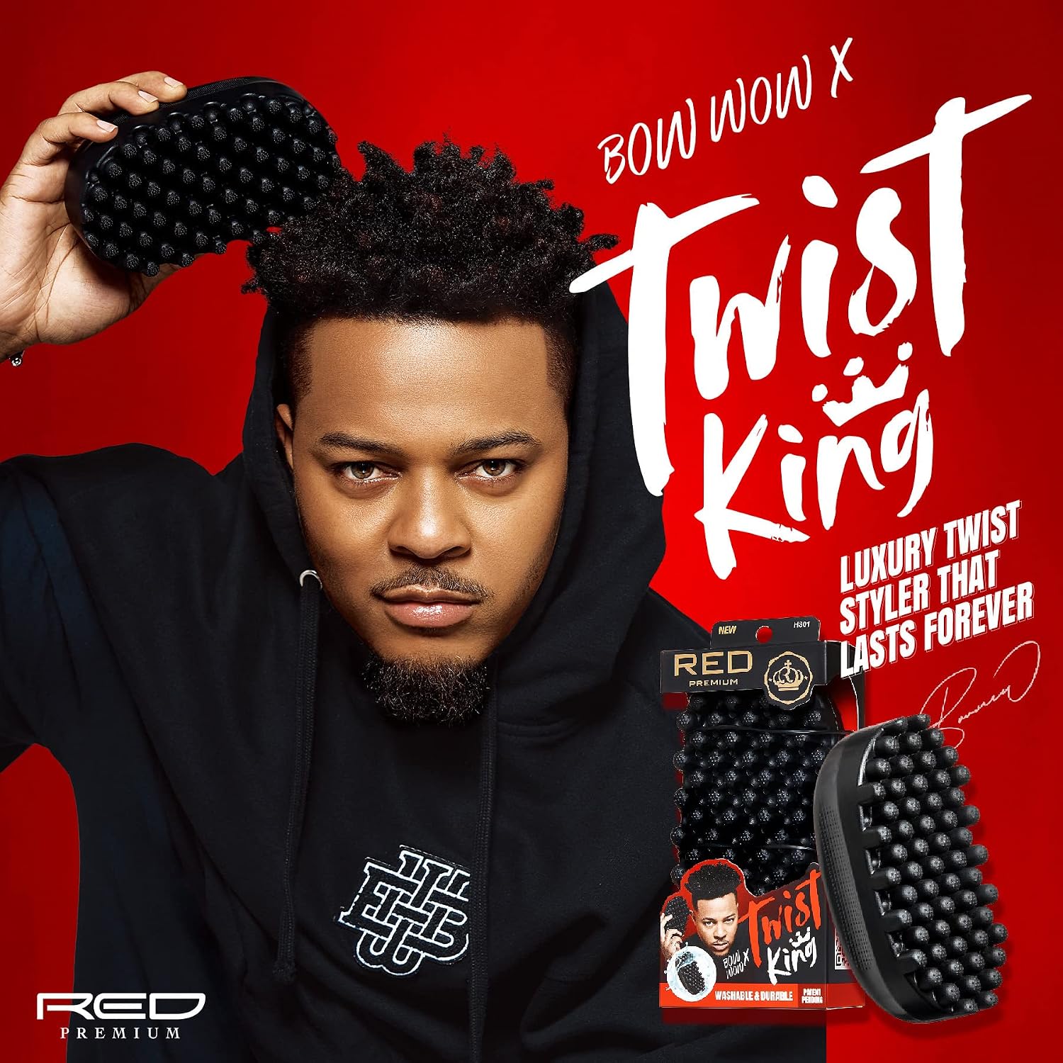 Red by Kiss Bowwow Twist King Premium Luxury Twist Styler Comb Brush, Durable Washable Alternative for Sponge for Barbers and Daily Use, Ideal for Afro, Curly, Coiled, 4C Hair - Image 5